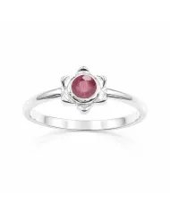 Natural Ruby Ring - 925 Sterling Silver Handmade Flower Shaped Jewelry