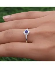 Natural Blue Sapphire Flower Ring – 925 Sterling Silver Handmade Jewelry