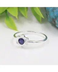 Natural Blue Sapphire Flower Ring – 925 Sterling Silver Handmade Jewelry