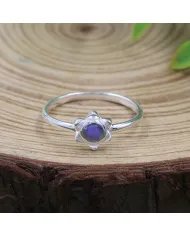 Natural Blue Sapphire Flower Ring – 925 Sterling Silver Handmade Jewelry