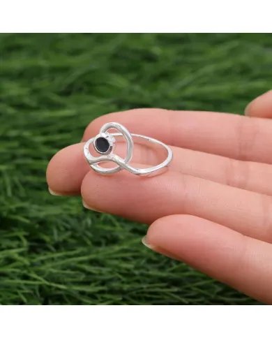 Black Onyx Modern Ring - 925 Sterling Silver Handmade Gemstone Jewelry