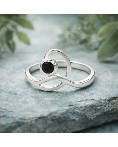 Black Onyx Modern Ring - 925 Sterling Silver Handmade Gemstone Jewelry