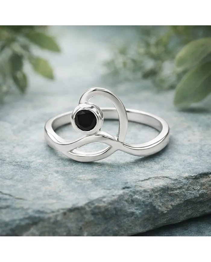 Black Onyx Modern Ring - 925 Sterling Silver Handmade Gemstone Jewelry