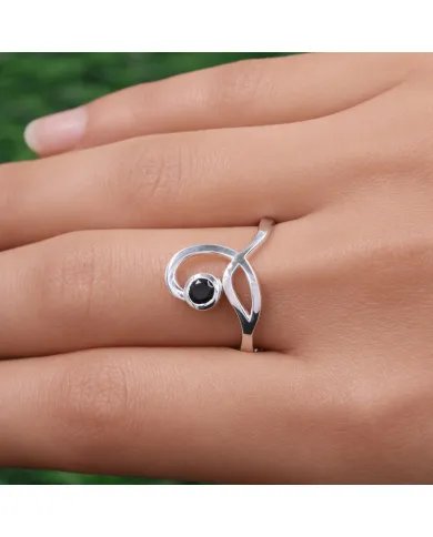 Black Onyx Modern Ring - 925 Sterling Silver Handmade Gemstone Jewelry