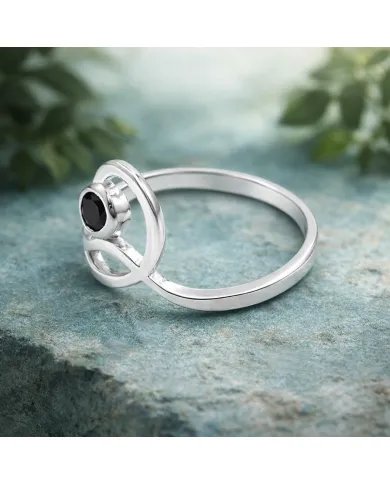 Black Onyx Modern Ring - 925 Sterling Silver Handmade Gemstone Jewelry