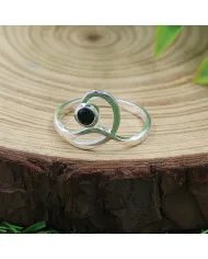 Black Onyx Modern Ring - 925 Sterling Silver Handmade Gemstone Jewelry