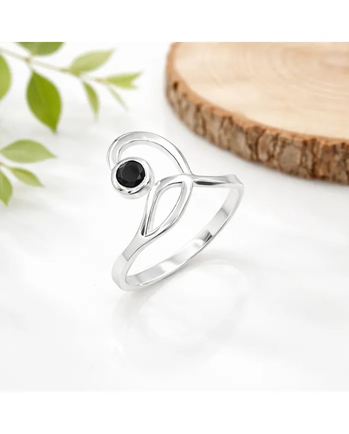 Black Onyx Modern Ring - 925 Sterling Silver Handmade Gemstone Jewelry