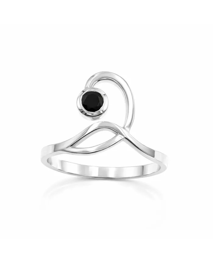 Black Onyx Modern Ring - 925 Sterling Silver Handmade Gemstone Jewelry