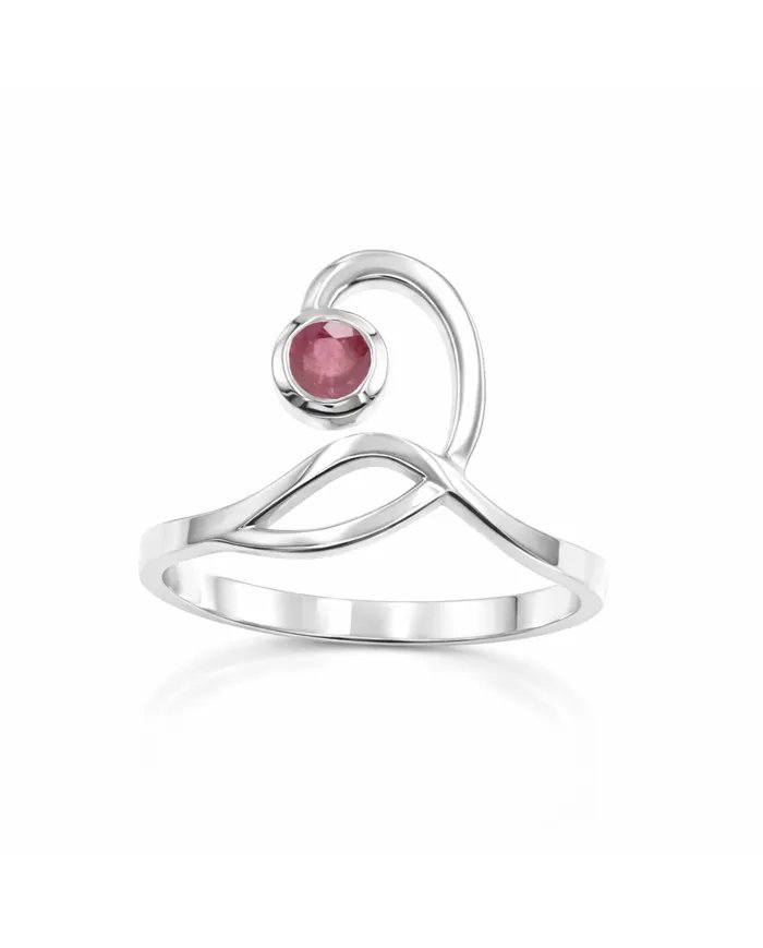 Natural Ruby Ring - 925 Sterling Silver Handmade Gemstone Modern Jewelry