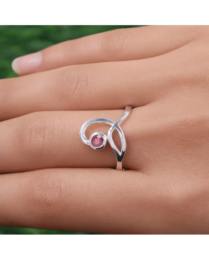 Natural Ruby Ring - 925 Sterling Silver Handmade Gemstone Modern Jewelry