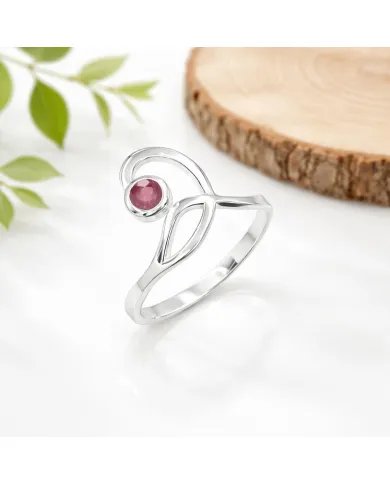 Natural Ruby Ring - 925 Sterling Silver Handmade Gemstone Modern Jewelry