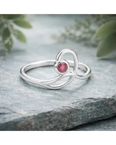 Natural Ruby Ring - 925 Sterling Silver Handmade Gemstone Modern Jewelry