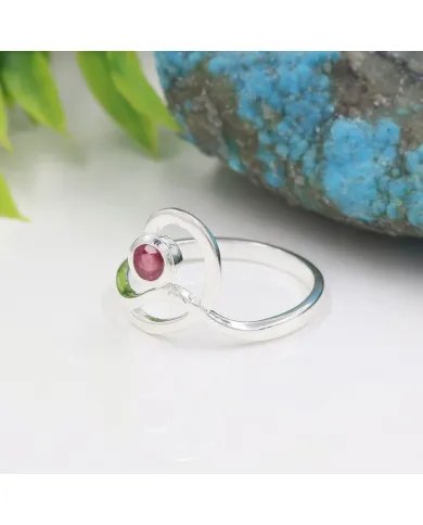 Natural Ruby Ring - 925 Sterling Silver Handmade Gemstone Modern Jewelry