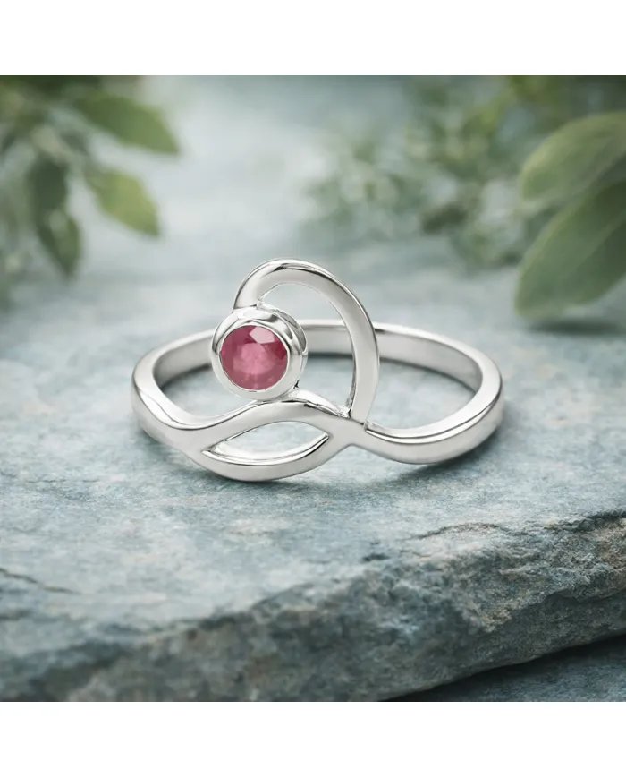 Natural Ruby Ring - 925 Sterling Silver Handmade Gemstone Modern Jewelry
