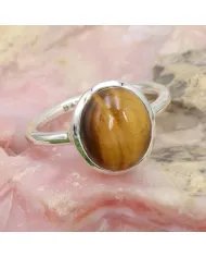 Natural Tiger Eye Stone Ring - 925 Sterling Silver Handmade Jewelry