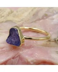 Raw Tanzanite Ring – Handmade Gold Plated 925 Silver Jewelry