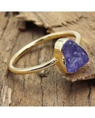 Raw Tanzanite Ring – Handmade Gold Plated 925 Silver Jewelry