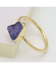 Raw Tanzanite Ring – Handmade Gold Plated 925 Silver Jewelry