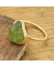 Natural Peridot Ring - 925 Silver Gold Plated Statement Jewelry for Women