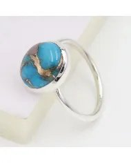 Blue Copper Turquoise Ring - 925 Sterling Silver Handmade Jewelry