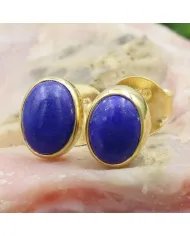 Lapis Lazuli Mini Stud Earrings – Gold Plated 925 Silver Handmade Jewelry