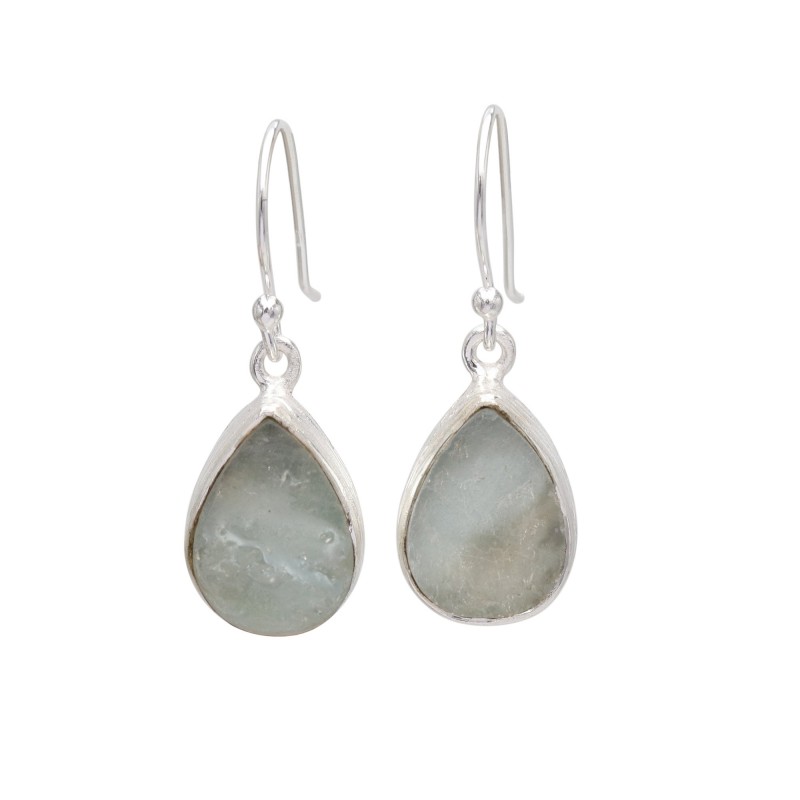 Raw Aquamarine Earrings, Silver Earrings, Healing Crystal Earrings, March Birthstone, Teardrop Earrings, Women's Earrings