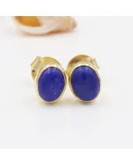 Lapis Lazuli Mini Stud Earrings – Gold Plated 925 Silver Handmade Jewelry