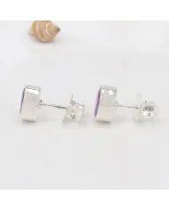 Amethyst Stud Earrings - Handmade 925 Sterling Silver Jewelry