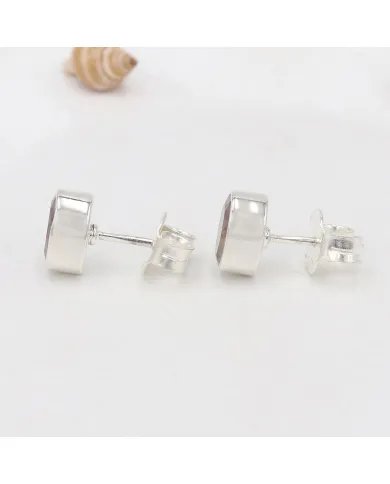 Rose Quartz Earrings - Handmade 925 Sterling Silver Post Stud Jewelry
