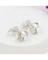 Herkimer Diamond Stud Earrings - 925 Sterling Silver Raw Gemstone Jewelry