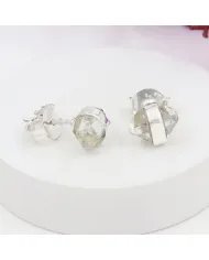 Herkimer Diamond Stud Earrings - 925 Sterling Silver Raw Gemstone Jewelry