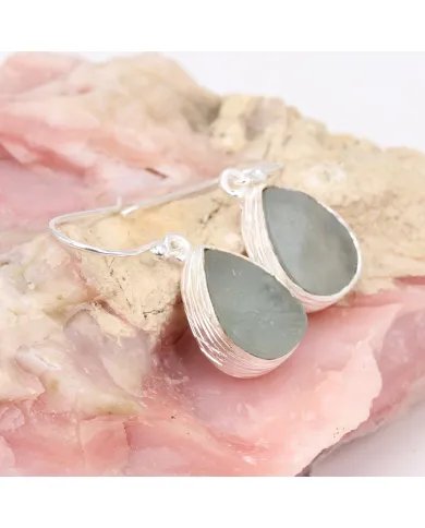 Natural Aquamarine Earrings - 925 Sterling Silver Healing Crystal Jewelry