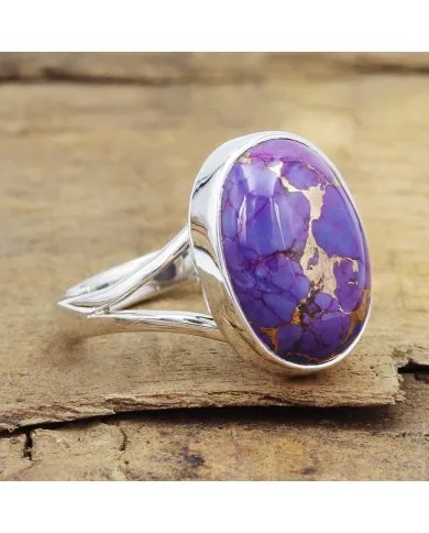 Solid Sterling Silver Purple Copper Turquoise Ring – Handmade Statement Jewelry for Women & Men