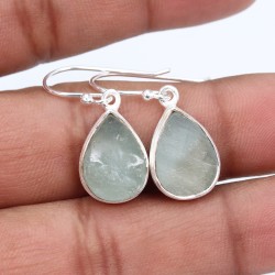 Raw Aquamarine Earrings, Silver Earrings, Healing Crystal Earrings, March Birthstone, Teardrop Earrings, Women's Earrings