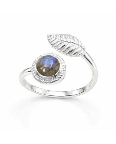 Labradorite Leaf Ring - 925 Sterling Silver Nature-Inspired Jewelry