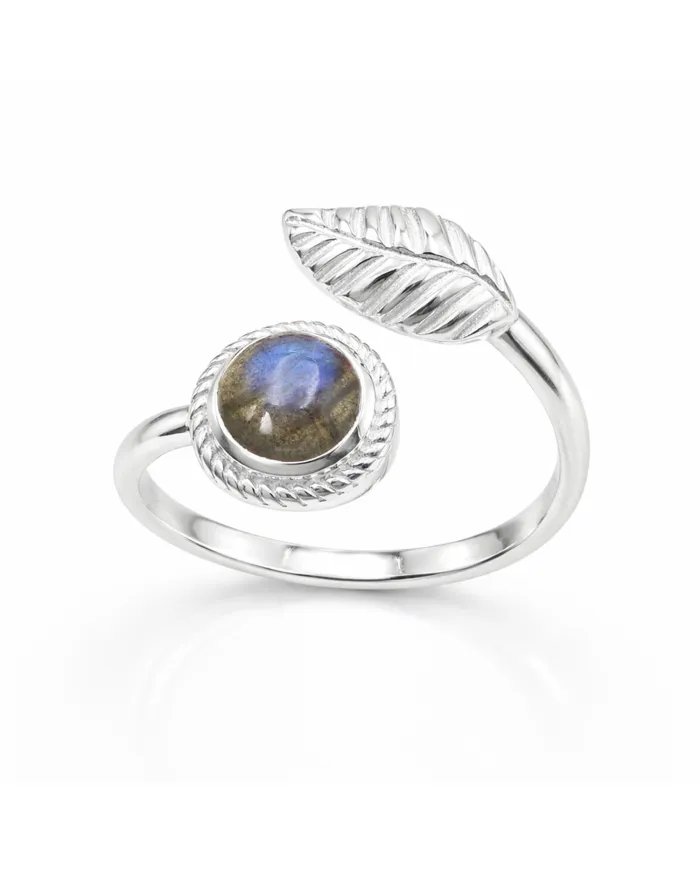 Labradorite Leaf Ring - 925 Sterling Silver Nature-Inspired Jewelry