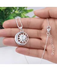 Moon & Sun Pendant in 925 Sterling Silver – Symbolic Energetic Jewelry