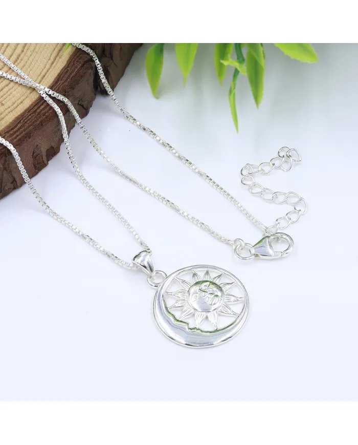 Moon & Sun Pendant in 925 Sterling Silver – Symbolic Energetic Jewelry