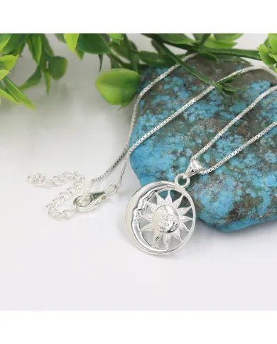 Moon & Sun Pendant in 925 Sterling Silver – Symbolic Energetic Jewelry