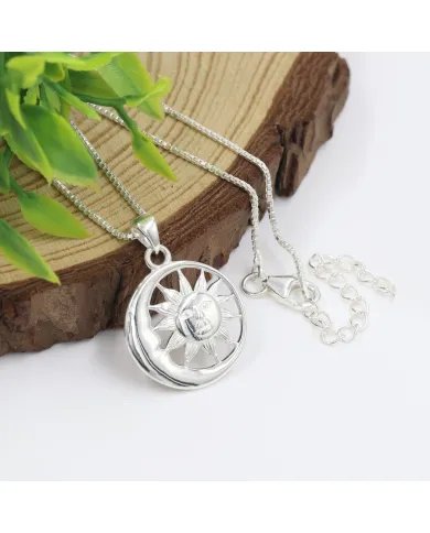 Moon & Sun Pendant in 925 Sterling Silver – Symbolic Energetic Jewelry
