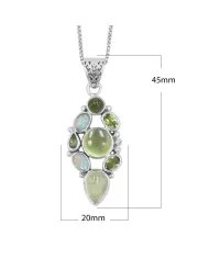 Prehnite Pendant – 925 Sterling Silver with Ethiopian Opal, Idocrase & Peridot