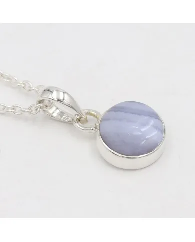925 Sterling Silver Blue Lace Agate Pendant Necklace for Women