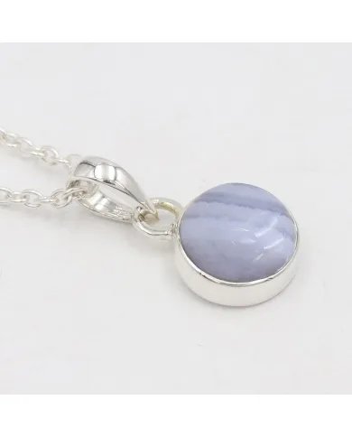Blue Lace Agate Pendant - 925 Sterling Silver Handmade Jewelry