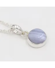 925 Sterling Silver Blue Lace Agate Pendant Necklace for Women