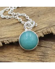 Natural Amazonite Pendant Necklace - 925 Sterling Silver Jewelry