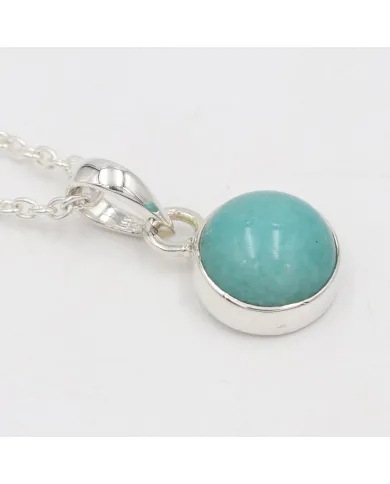 Natural Amazonite Pendant Necklace - 925 Sterling Silver Jewelry