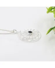 Celestial Sun & Moon Pendant in Black Onyx –925 Sterling Silver Jewelry