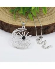 Celestial Sun & Moon Pendant in Black Onyx –925 Sterling Silver Jewelry