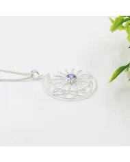 Celestial Sun & Moon Pendant in Tanzanite – 925 Sterling Silver Jewelry