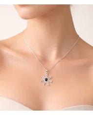 Black Onyx Sun Pendant - 925 Sterling Silver Solar Symbol Jewelry